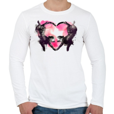 PRINTFASHION Cat love - Férfi hosszú ujjú póló - Fehér férfi póló