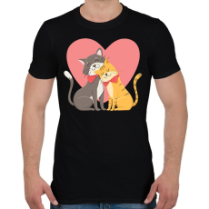 PRINTFASHION Cat Love - Férfi póló - Fekete