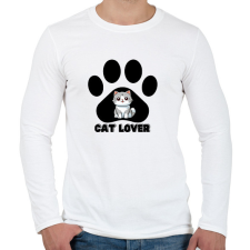 PRINTFASHION Cat Lover - Férfi hosszú ujjú póló - Fehér férfi póló