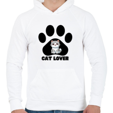 PRINTFASHION Cat Lover - Férfi kapucnis pulóver - Fehér