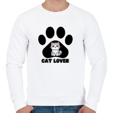 PRINTFASHION Cat Lover - Férfi pulóver - Fehér