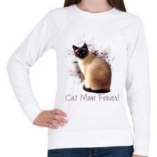 PRINTFASHION cat mom forever - Női pulóver - Fehér női pulóver, kardigán