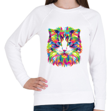 PRINTFASHION Cat - Női pulóver - Fehér női pulóver, kardigán