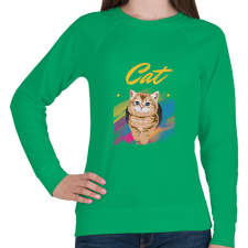 PRINTFASHION CAT - Női pulóver - Zöld női pulóver, kardigán