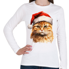 PRINTFASHION CAT WINTER 01 - Női hosszú ujjú póló - Fehér női póló