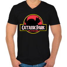 PRINTFASHION Catassic Park - Férfi V-nyakú póló - Fekete