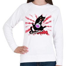 PRINTFASHION CATBONG - Női pulóver - Fehér női pulóver, kardigán