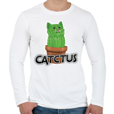 PRINTFASHION Catctus - Férfi hosszú ujjú póló - Fehér