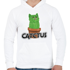 PRINTFASHION Catctus - Férfi kapucnis pulóver - Fehér férfi pulóver, kardigán
