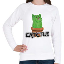 PRINTFASHION Catctus - Női pulóver - Fehér női pulóver, kardigán