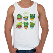 PRINTFASHION Catcus - Férfi atléta - Fehér atléta, trikó