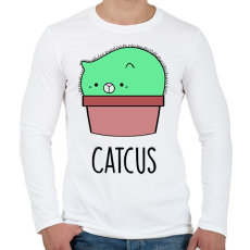 PRINTFASHION Catcus - Férfi hosszú ujjú póló - Fehér