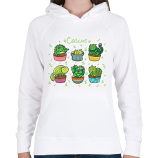 PRINTFASHION Catcus - Női kapucnis pulóver - Fehér