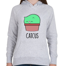 PRINTFASHION Catcus - Női kapucnis pulóver - Sport szürke női pulóver, kardigán