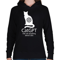 PRINTFASHION CatGPT - Női kapucnis pulóver - Fekete