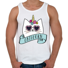 PRINTFASHION Caticorn - Férfi atléta - Fehér atléta, trikó