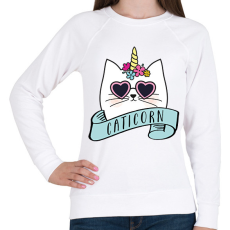 PRINTFASHION Caticorn - Női pulóver - Fehér