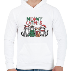 PRINTFASHION Catmas - Férfi kapucnis pulóver - Fehér