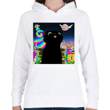 PRINTFASHION Catnip for a little cat - Női kapucnis pulóver - Fehér női pulóver, kardigán