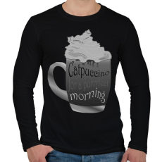 PRINTFASHION catpuccinoBW - Férfi hosszú ujjú póló - Fekete