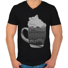 PRINTFASHION catpuccinoBW - Férfi V-nyakú póló - Fekete