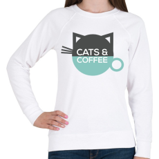 PRINTFASHION Cats & Coffee - Női pulóver - Fehér