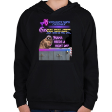 PRINTFASHION Cats don't drink cocktails - Gyerek kapucnis pulóver - Fekete