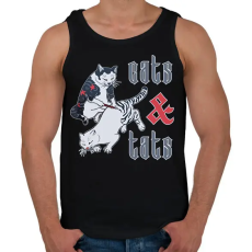 PRINTFASHION Cats & tats - Férfi atléta - Fekete