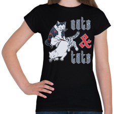 PRINTFASHION Cats & tats - Női póló - Fekete női póló