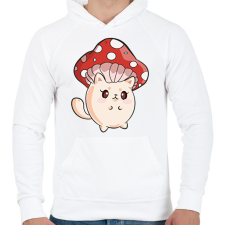 PRINTFASHION CatShroom - Férfi kapucnis pulóver - Fehér férfi pulóver, kardigán
