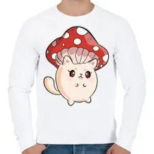 PRINTFASHION CatShroom - Férfi pulóver - Fehér férfi pulóver, kardigán