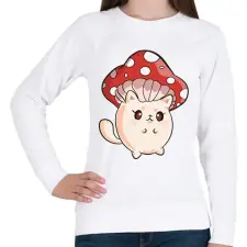 PRINTFASHION CatShroom - Női pulóver - Fehér női pulóver, kardigán