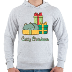PRINTFASHION Catty Christmas - Férfi kapucnis pulóver - Sport szürke