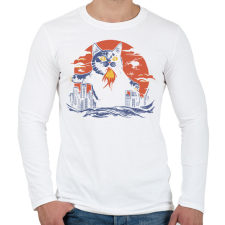 PRINTFASHION Catzilla - Férfi hosszú ujjú póló - Fehér férfi póló