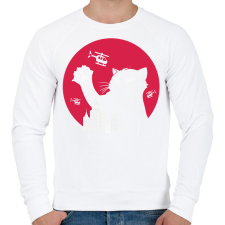 PRINTFASHION Catzilla - Férfi pulóver - Fehér férfi pulóver, kardigán