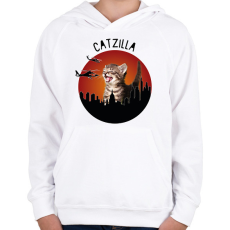PRINTFASHION Catzilla - Gyerek kapucnis pulóver - Fehér