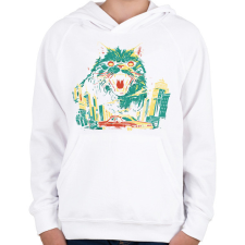 PRINTFASHION Catzilla - Gyerek kapucnis pulóver - Fehér gyerek pulóver, kardigán