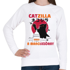 PRINTFASHION Catzilla  mancsszörny - Női pulóver - Fehér női pulóver, kardigán
