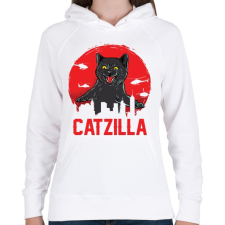 PRINTFASHION catzilla - Női kapucnis pulóver - Fehér női pulóver, kardigán