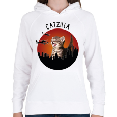 PRINTFASHION Catzilla - Női kapucnis pulóver - Fehér