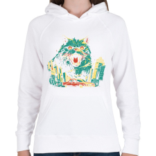 PRINTFASHION Catzilla - Női kapucnis pulóver - Fehér női pulóver, kardigán