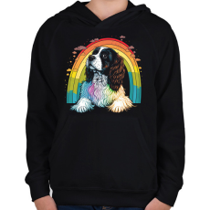 PRINTFASHION Cavalier King Charles spániel - Gyerek kapucnis pulóver - Fekete