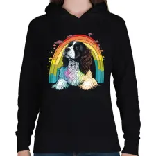 PRINTFASHION Cavalier King Charles spániel - Női kapucnis pulóver - Fekete női pulóver, kardigán