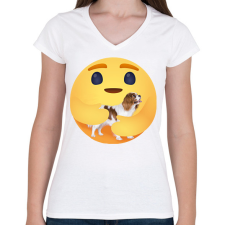 PRINTFASHION Cavalier King Charles spániel - Női V-nyakú póló - Fehér női póló