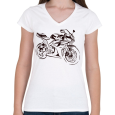 PRINTFASHION cbr600rr fekete - Női V-nyakú póló - Fehér