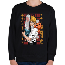 PRINTFASHION Chainsaw man - Gyerek pulóver - Fekete gyerek pulóver, kardigán