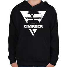 PRINTFASHION Charger Triangle - Gyerek kapucnis pulóver - Fekete