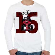 PRINTFASHION Charles Leclerc 16 autóversenyző - fekete felirat - Férfi hosszú ujjú póló - Fehér