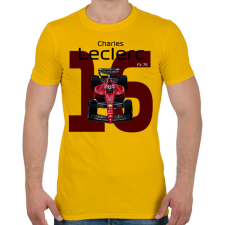 PRINTFASHION Charles Leclerc 16 autóversenyző - fekete felirat - Férfi póló - Sárga férfi póló
