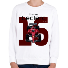 PRINTFASHION Charles Leclerc 16 autóversenyző - fekete felirat - Gyerek pulóver - Fehér